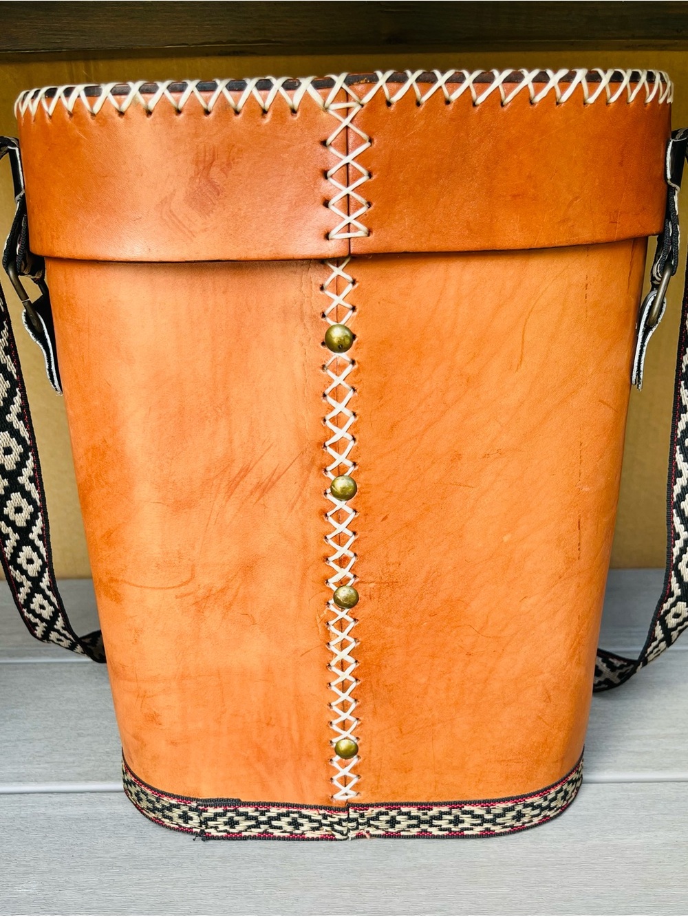 Vintage Bolso Matera Yerba Mate or Wine Carrying Case: Hand-Tooled Leather